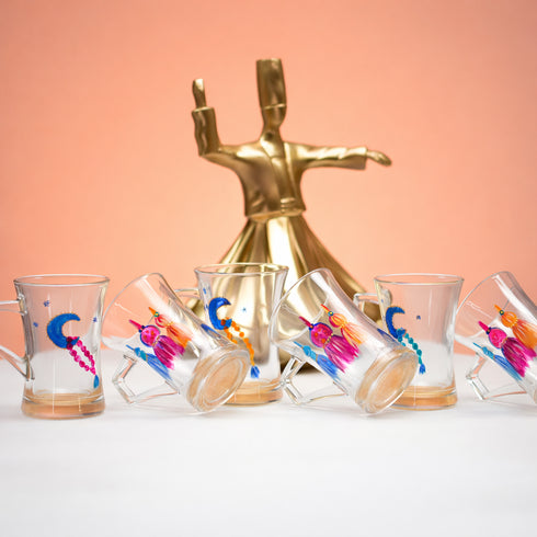 Crescent & whistle figures (set of six tea cups)